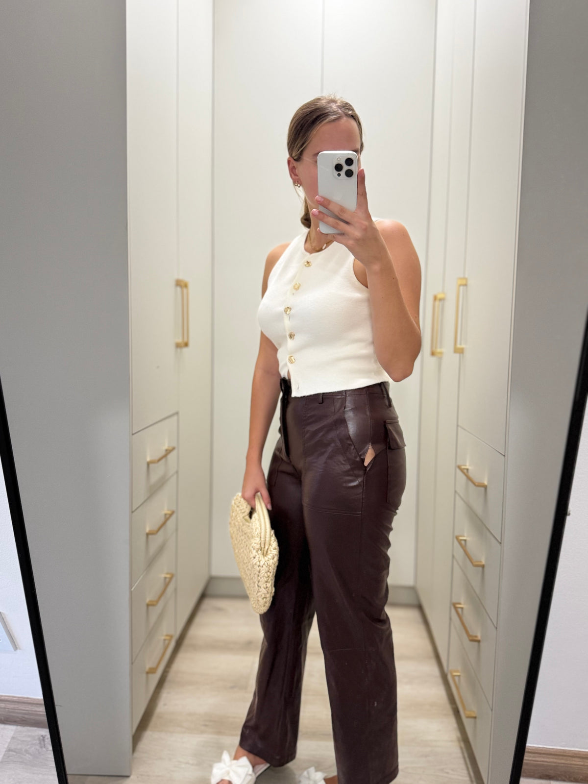 ZARA brown leather pants (Z)