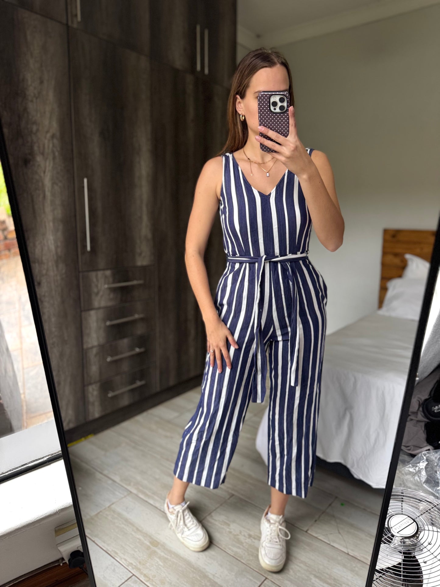 Old Khaki blue striped jumpsuit (Q)