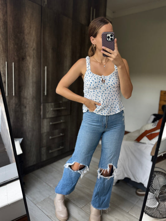 Blue floral top (AA)