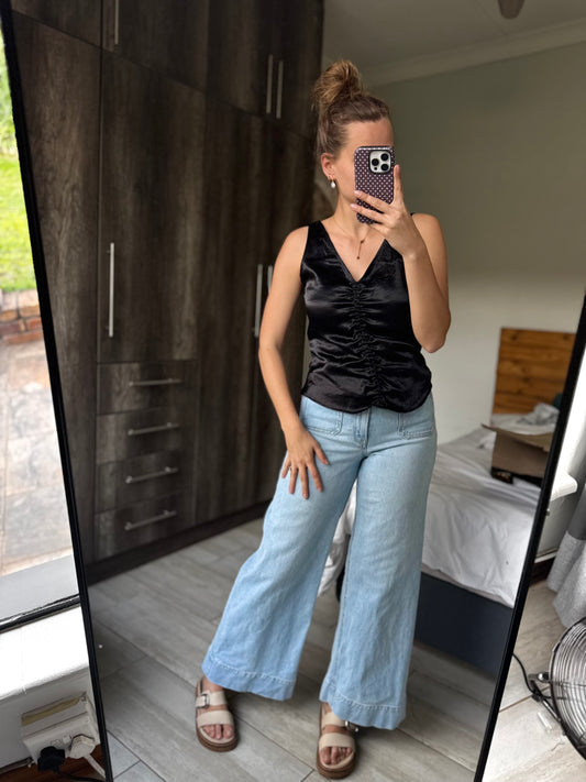Brand New H&M black silky top (G)