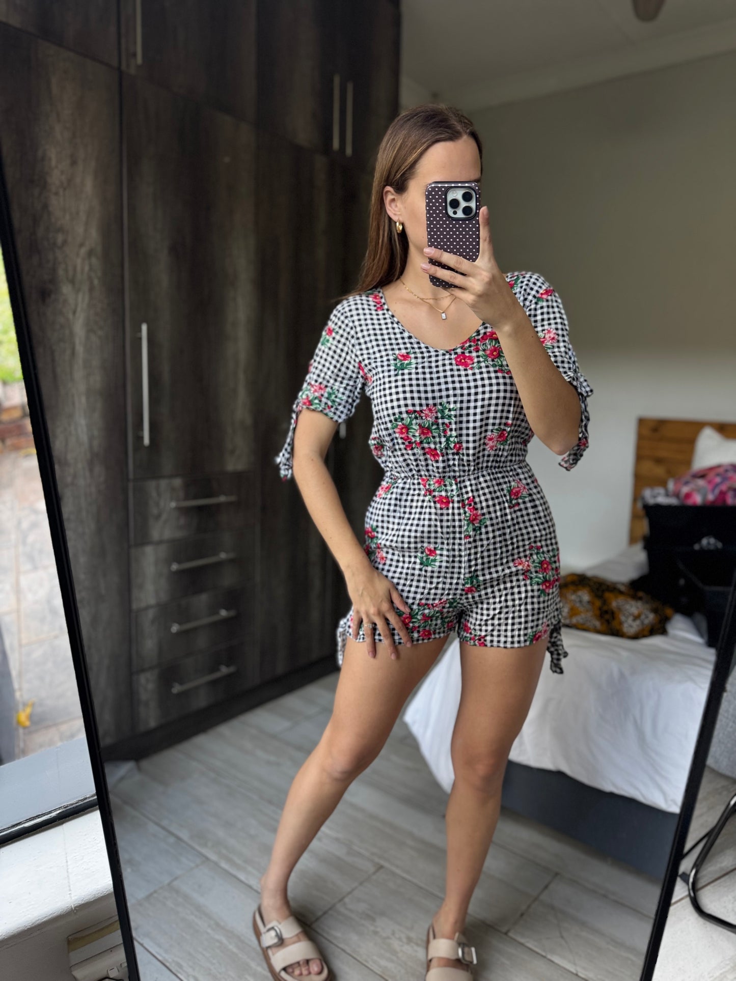 Checkered floral jumpsuit (WW)