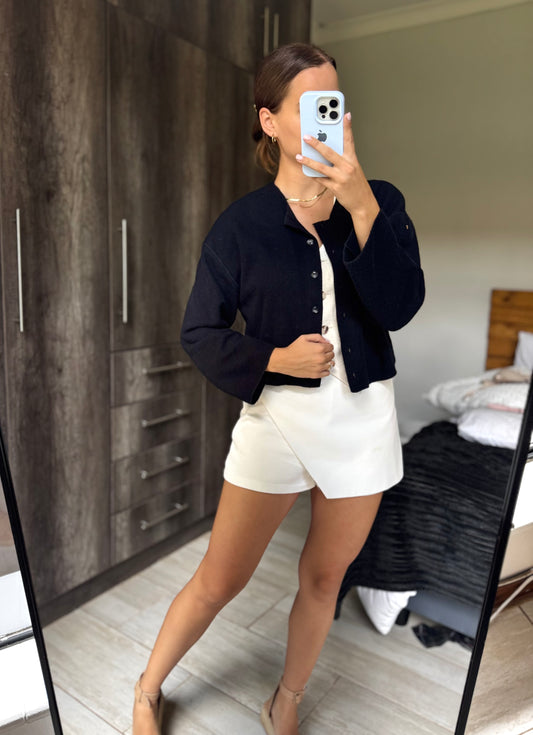 ZARA black ribbed cardigen (HH)