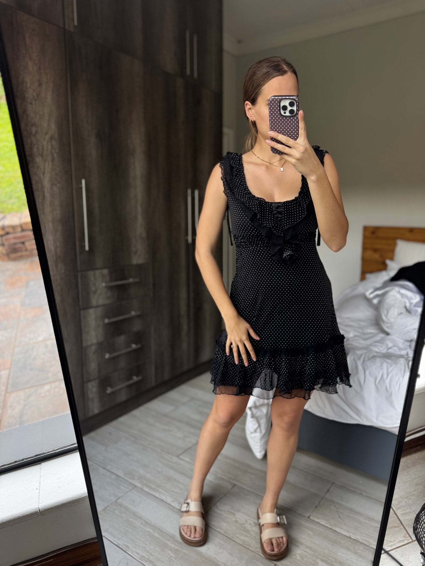 Black polka dot dress (N)