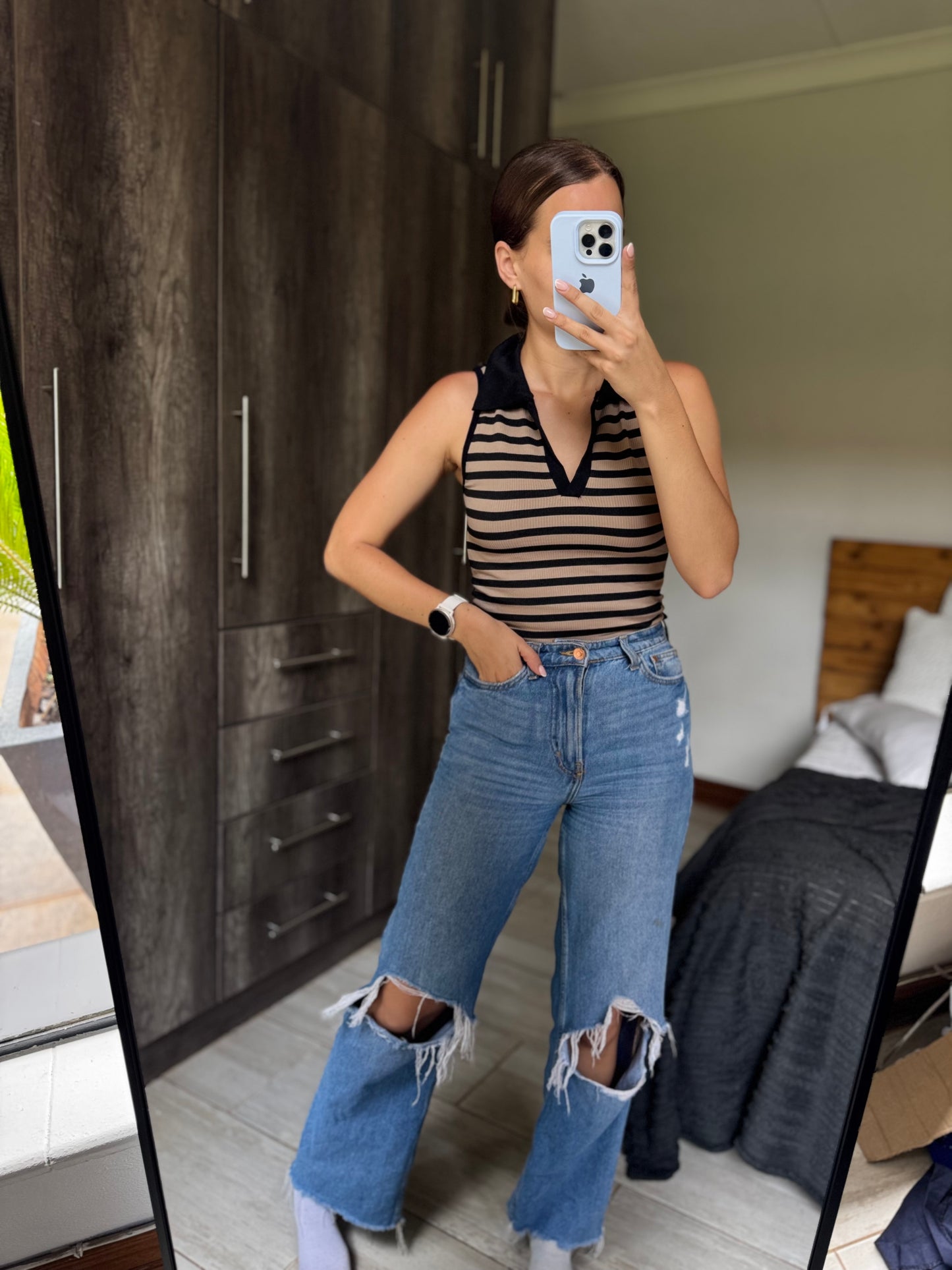 Striped ribbed top (B)