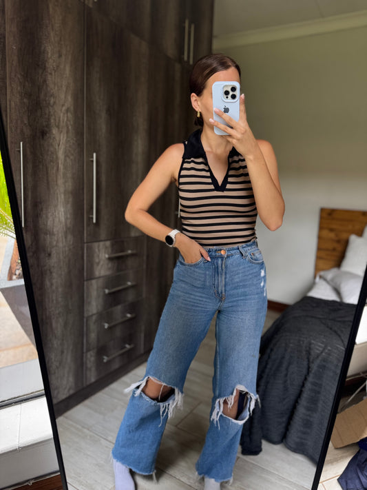 Striped ribbed top (B)