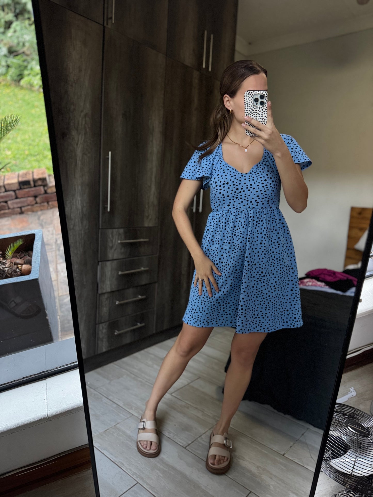 Blue polka dot dress (G)
