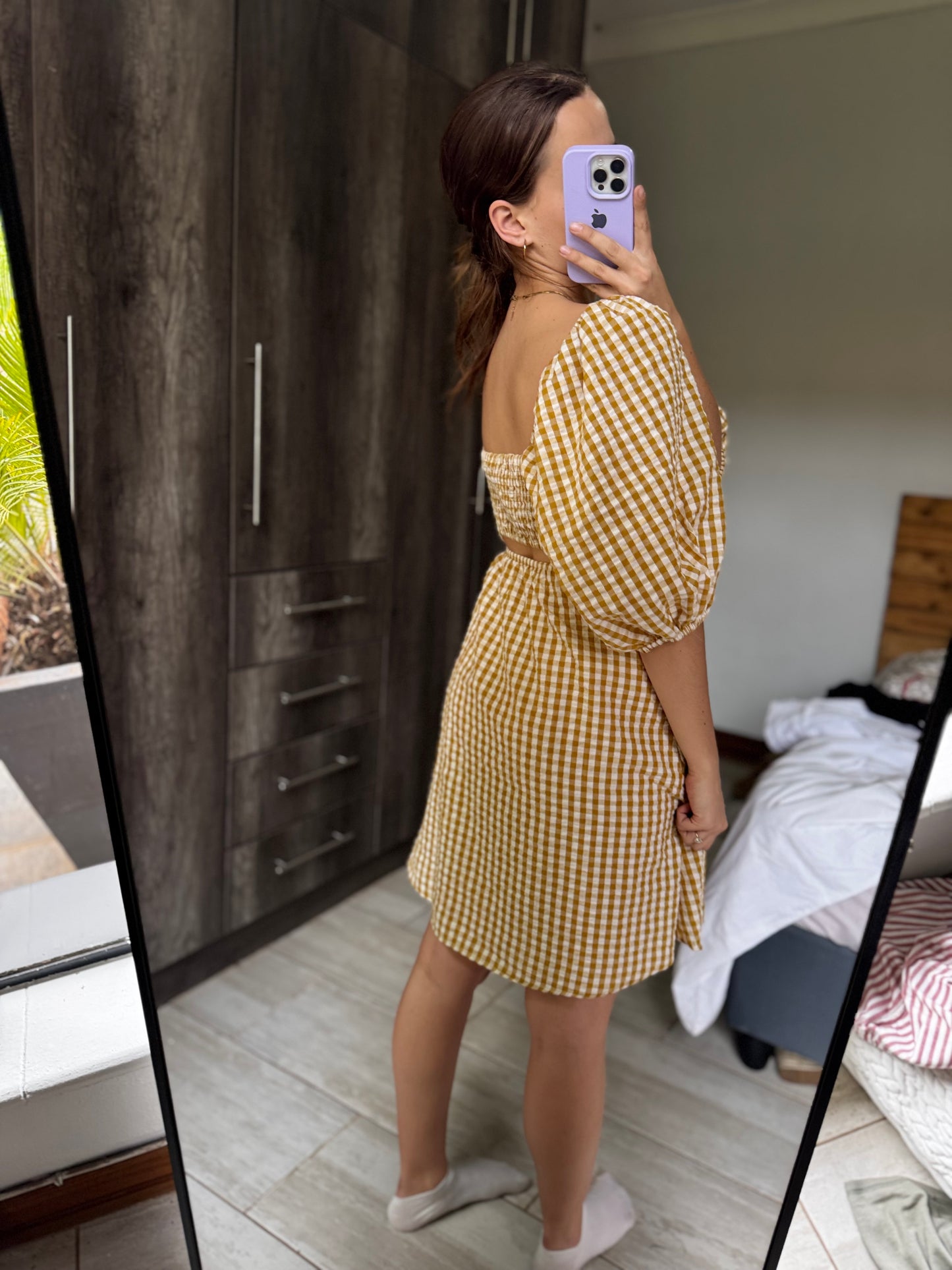 Old Khaki pretty checkered dress (NN)