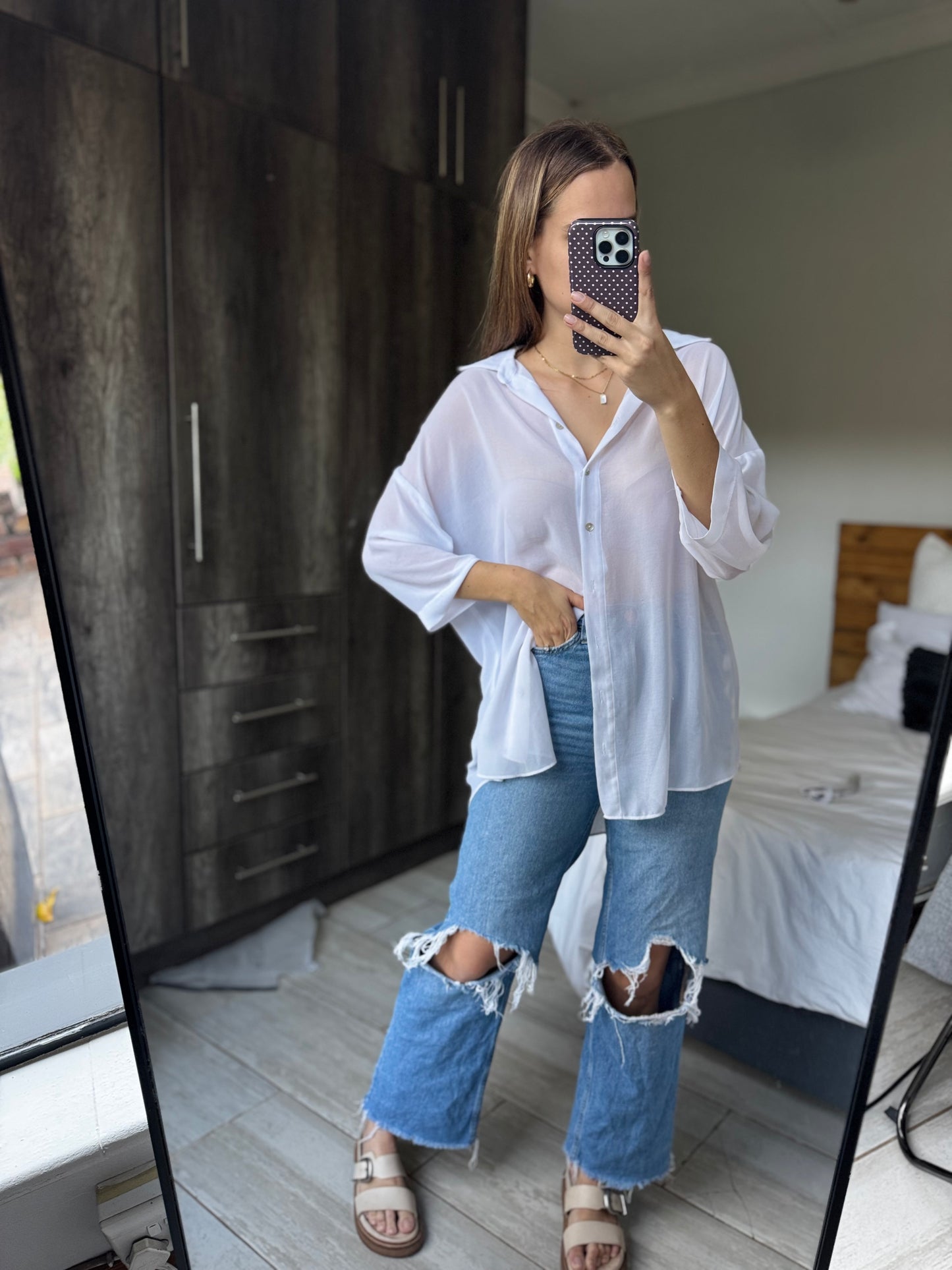 White sheer top