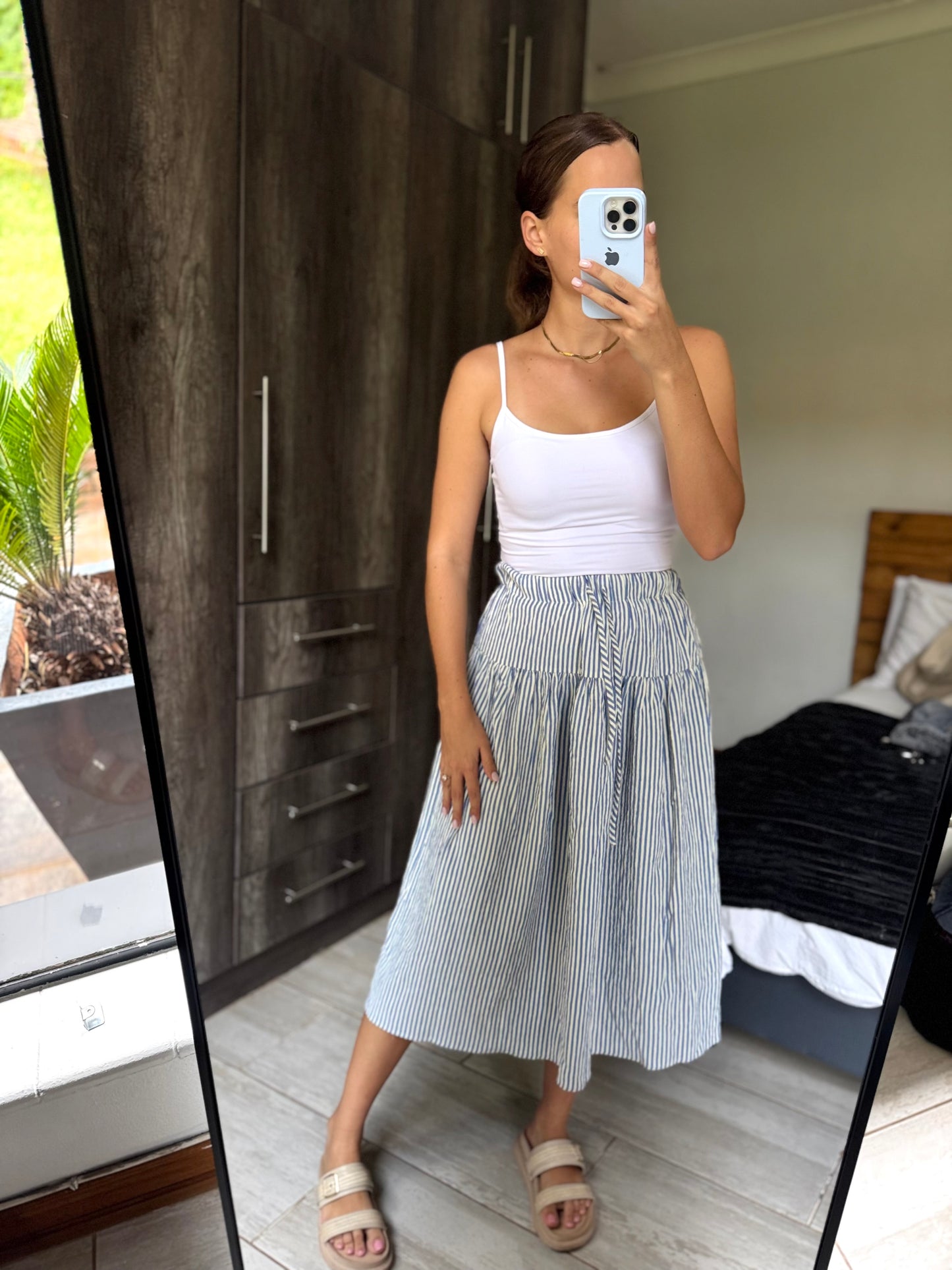 Blue striped skirt (W)