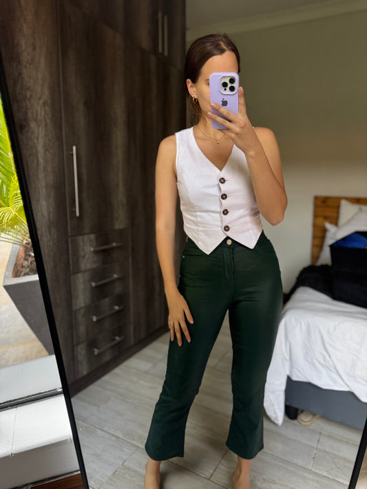 Woolworths green leather pants (MM)