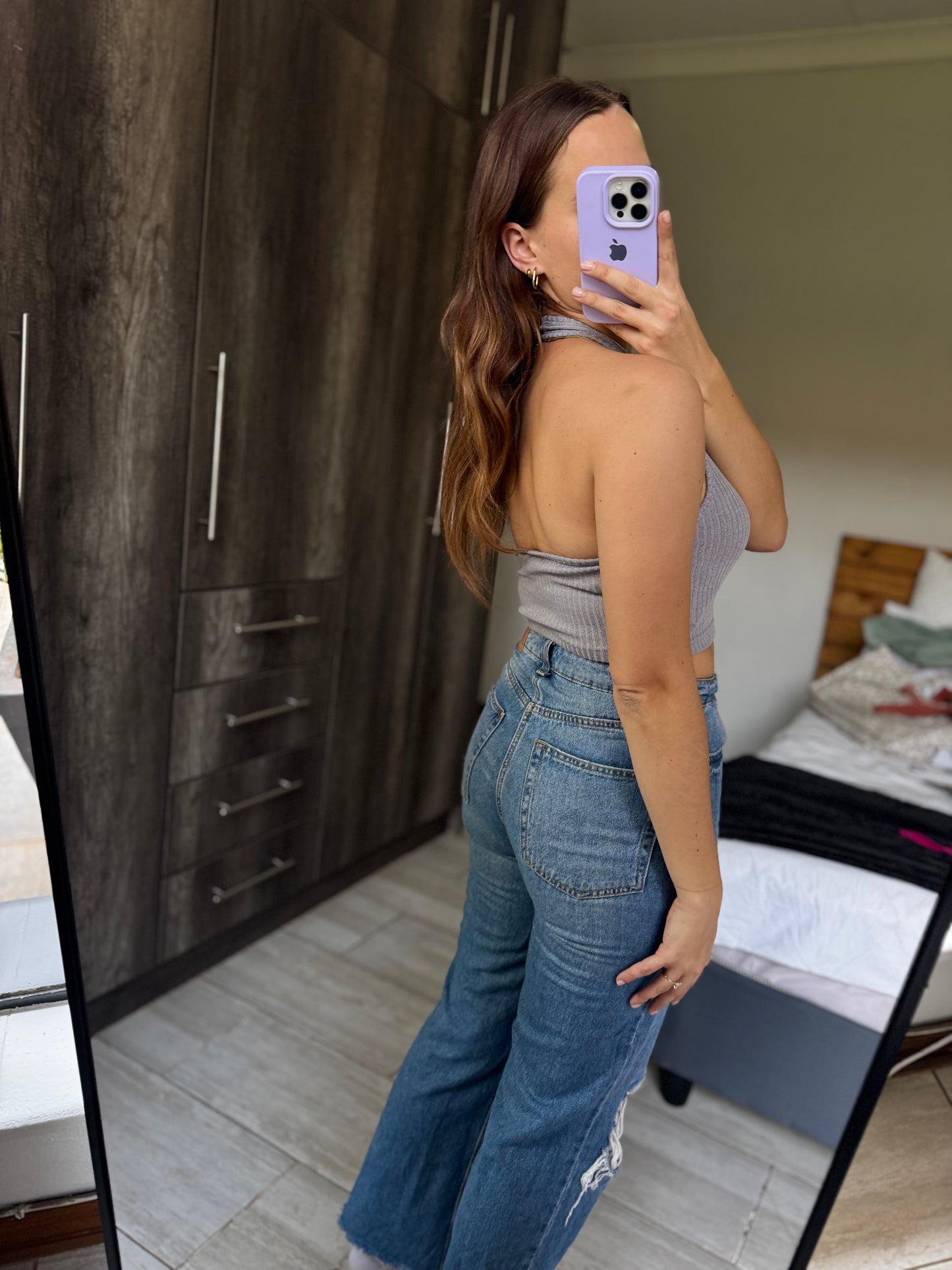 Grey halter neck top (OO)
