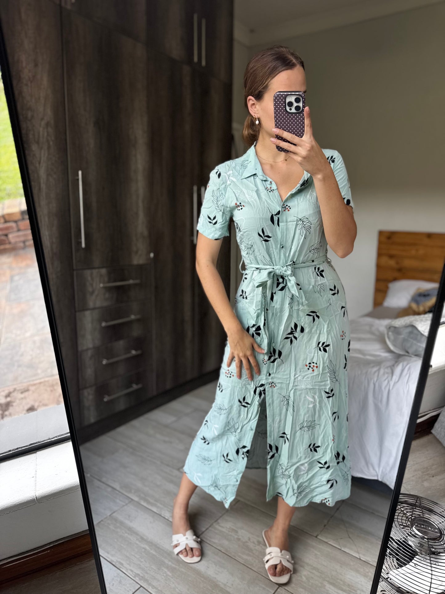 Green floral dress (K)