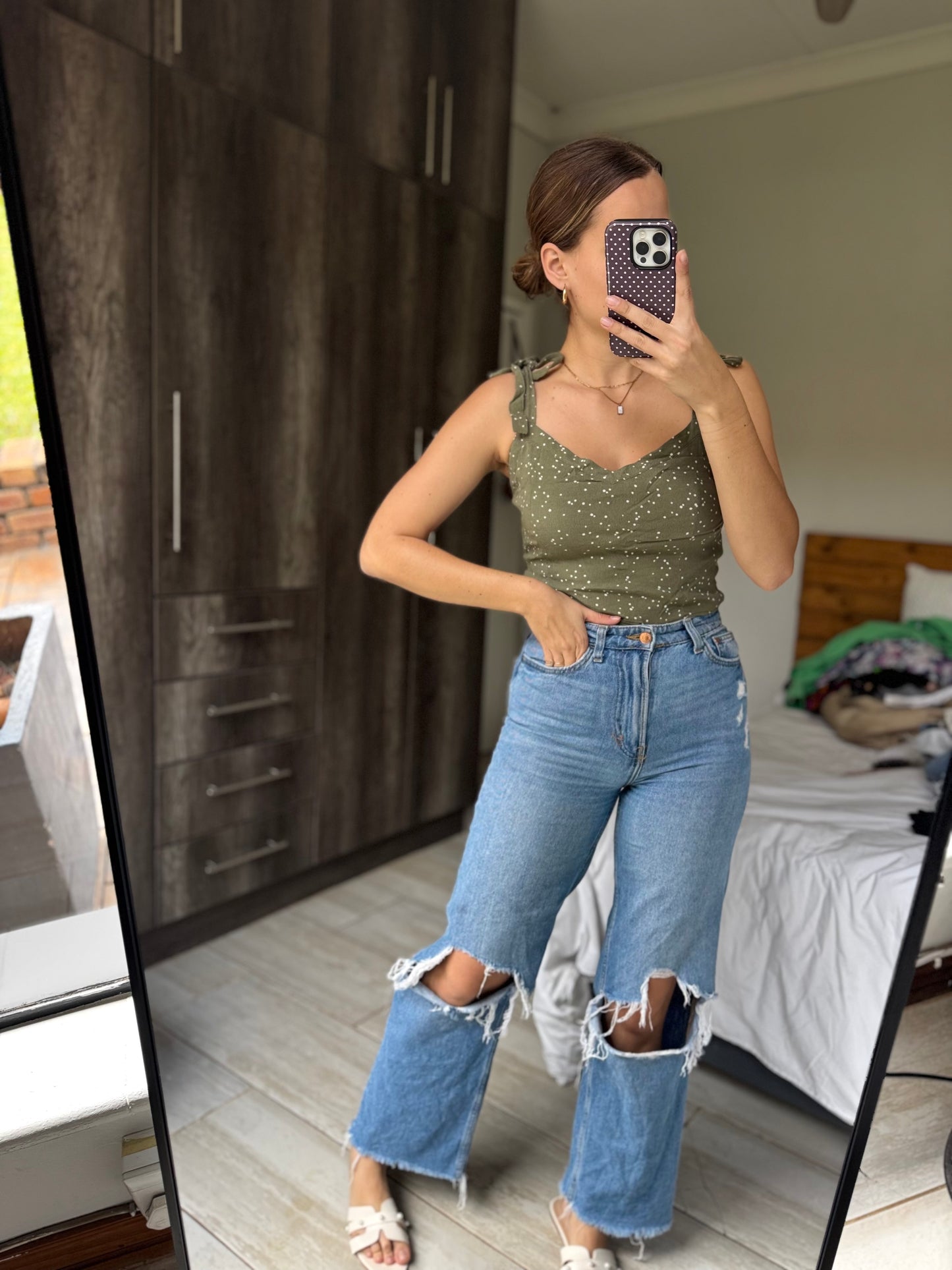 Woolworths green top (L)