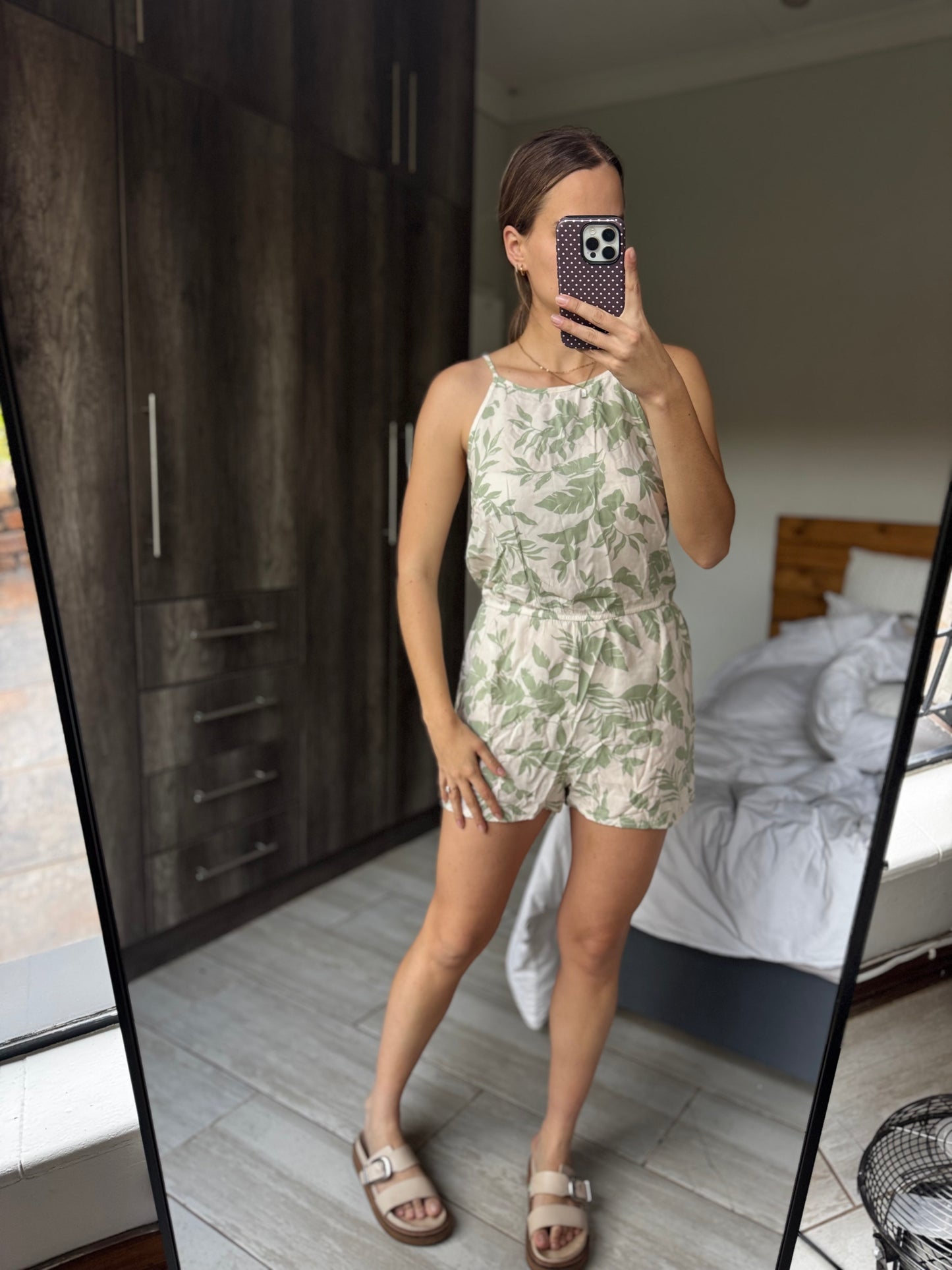 Green floral jumpsuit (M)