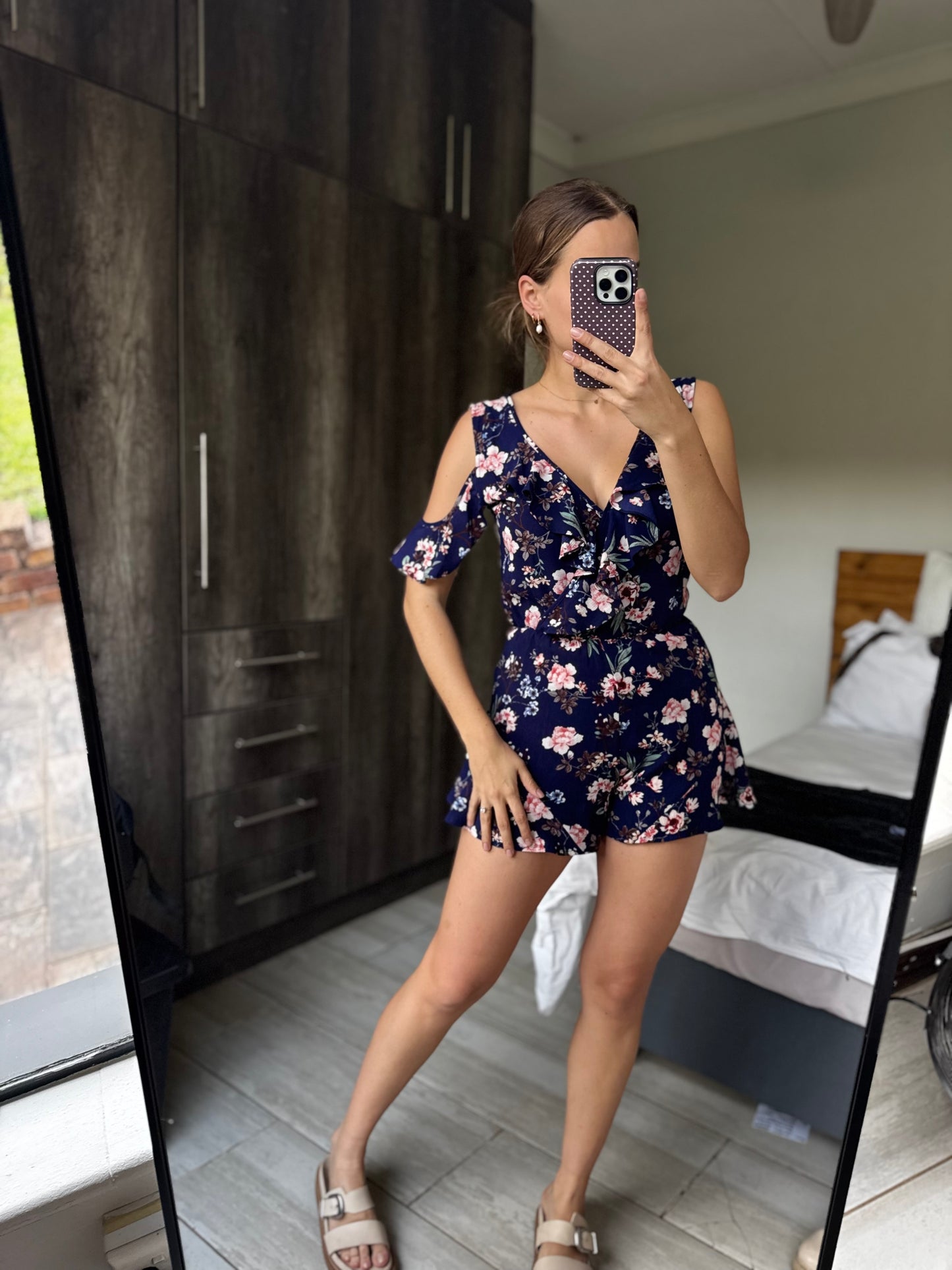 Blue floral jumpsuit (LL)