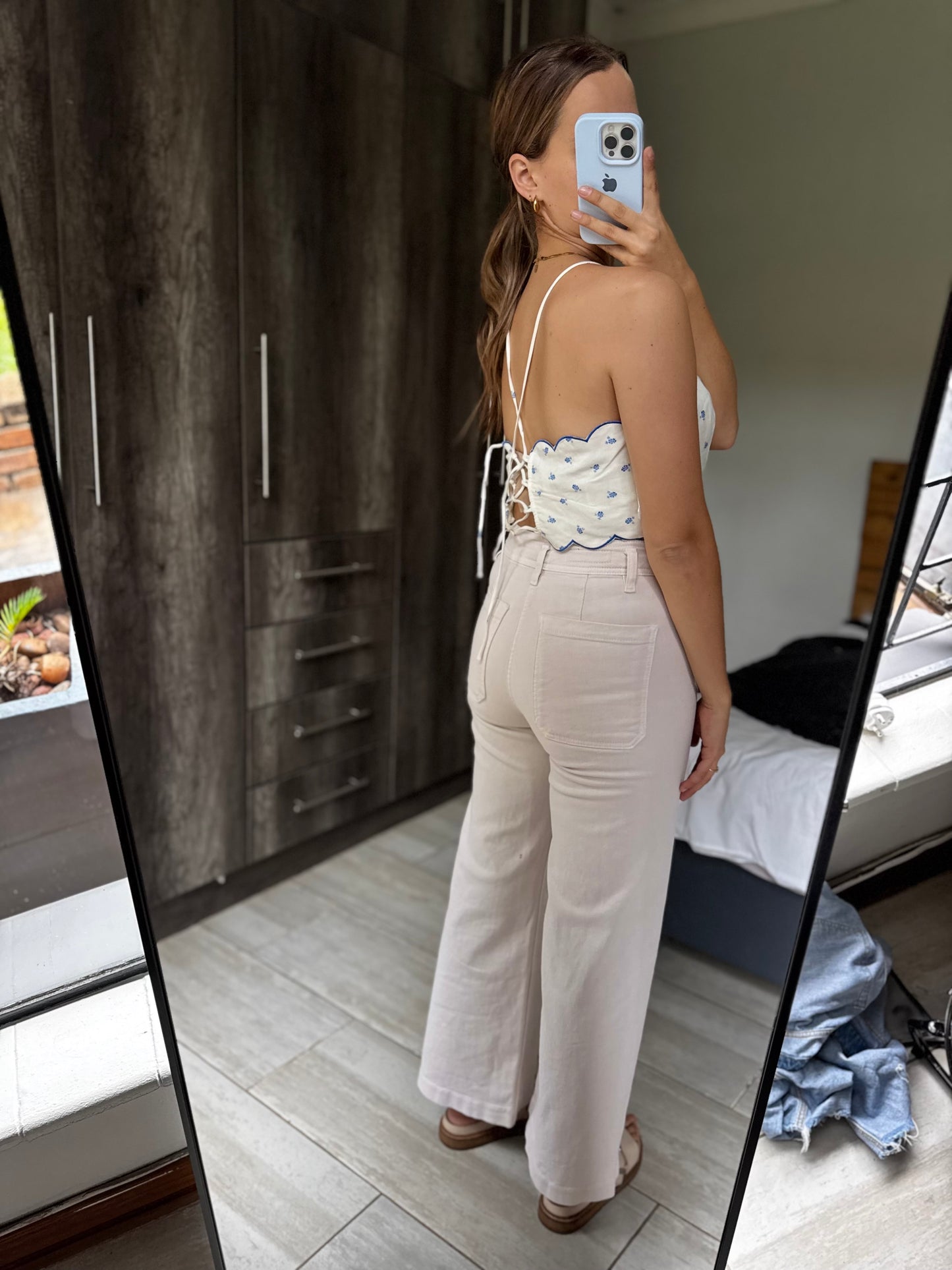 H&M linend blend floral top (H)