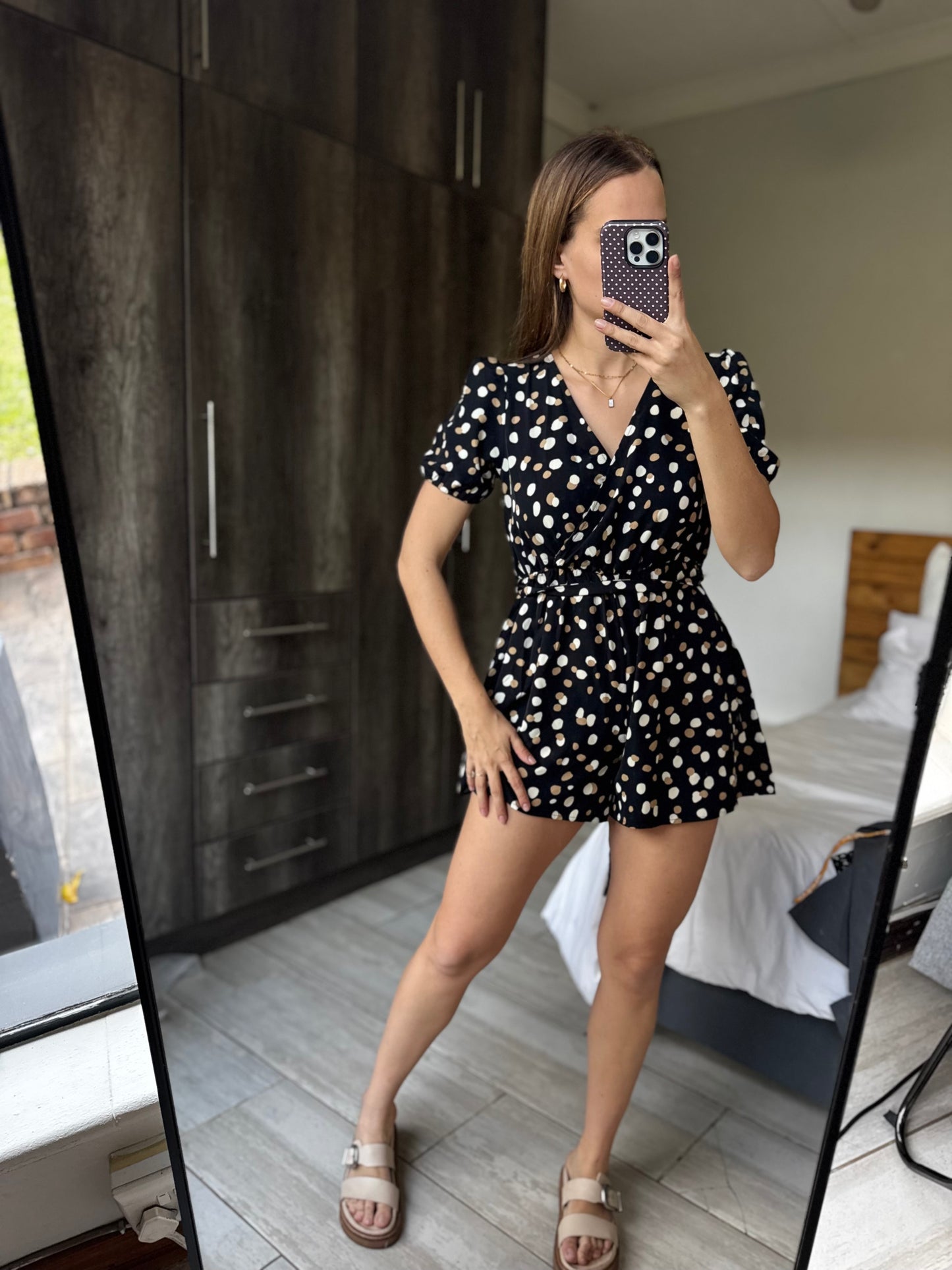 Black polka dot jumpsuit (YY)