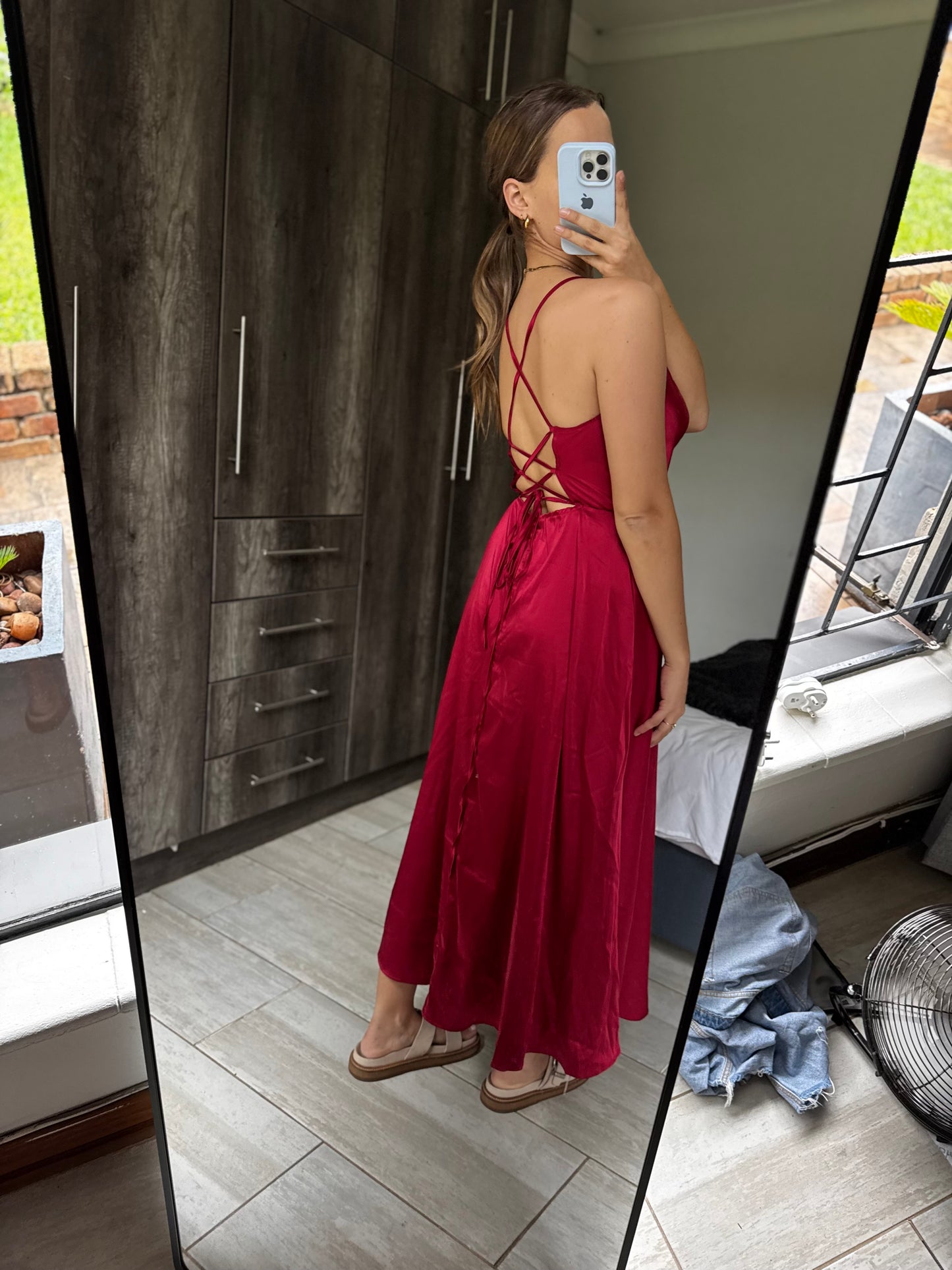 Brand New silky maroon dress (H)