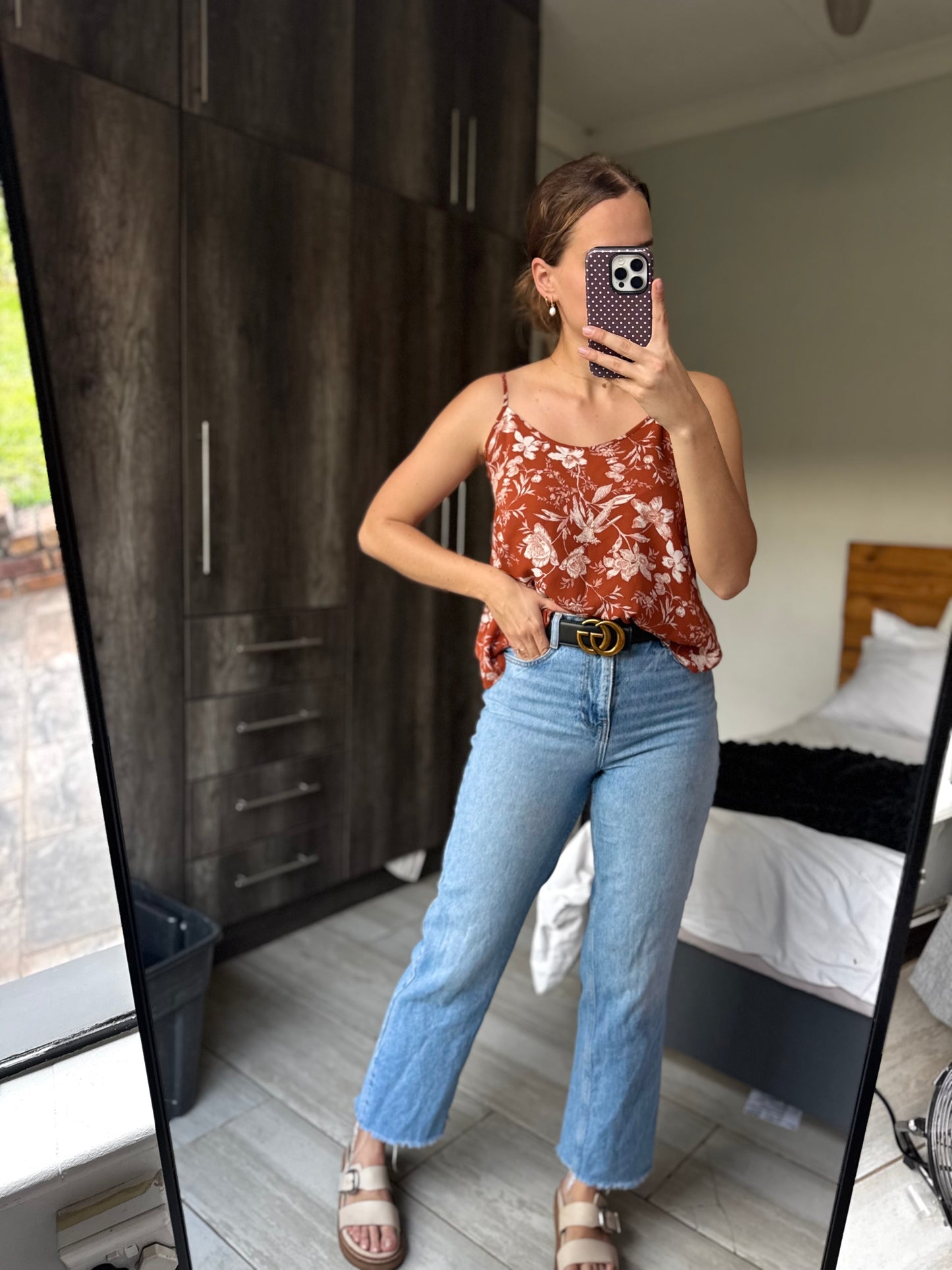 Brown floral cami (W)
