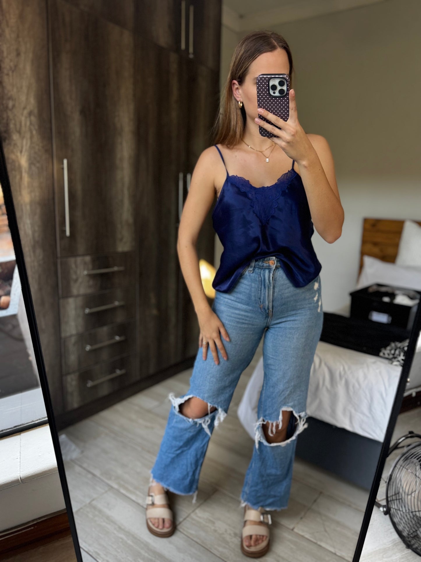 Blue silky top (E)