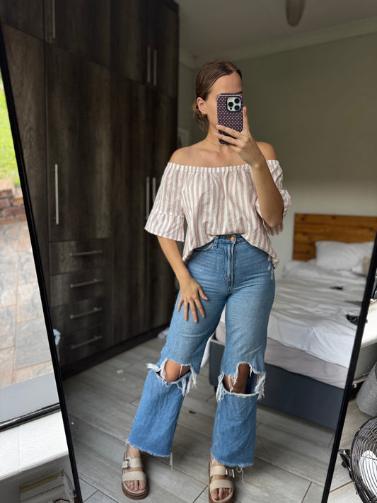 Woolworths striped top (X1)