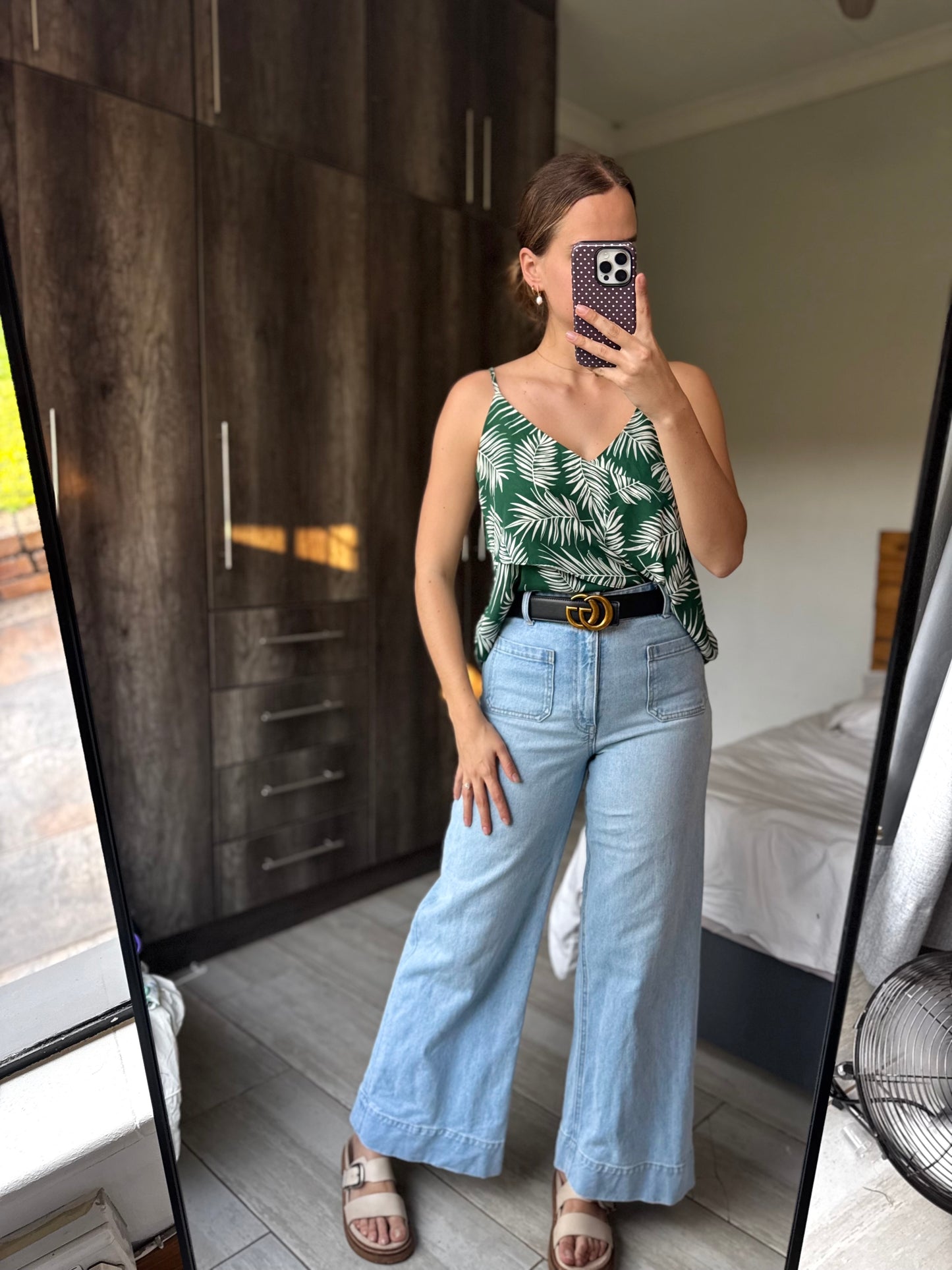 Green floral top (E)