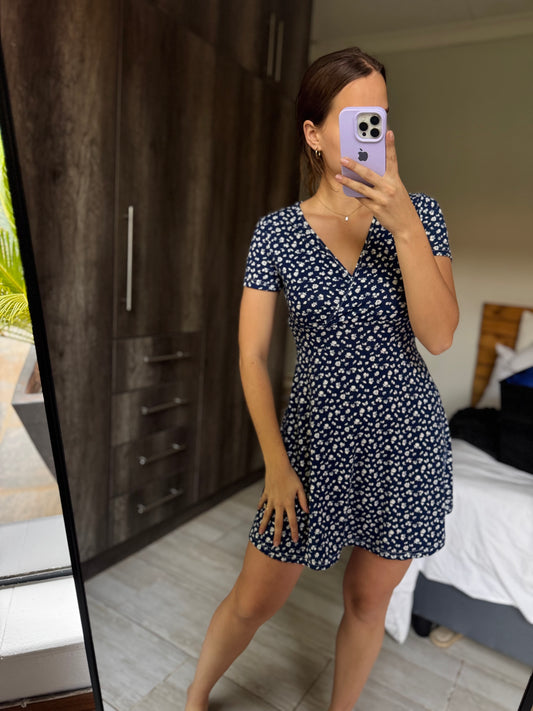 Blue floral dress (L)