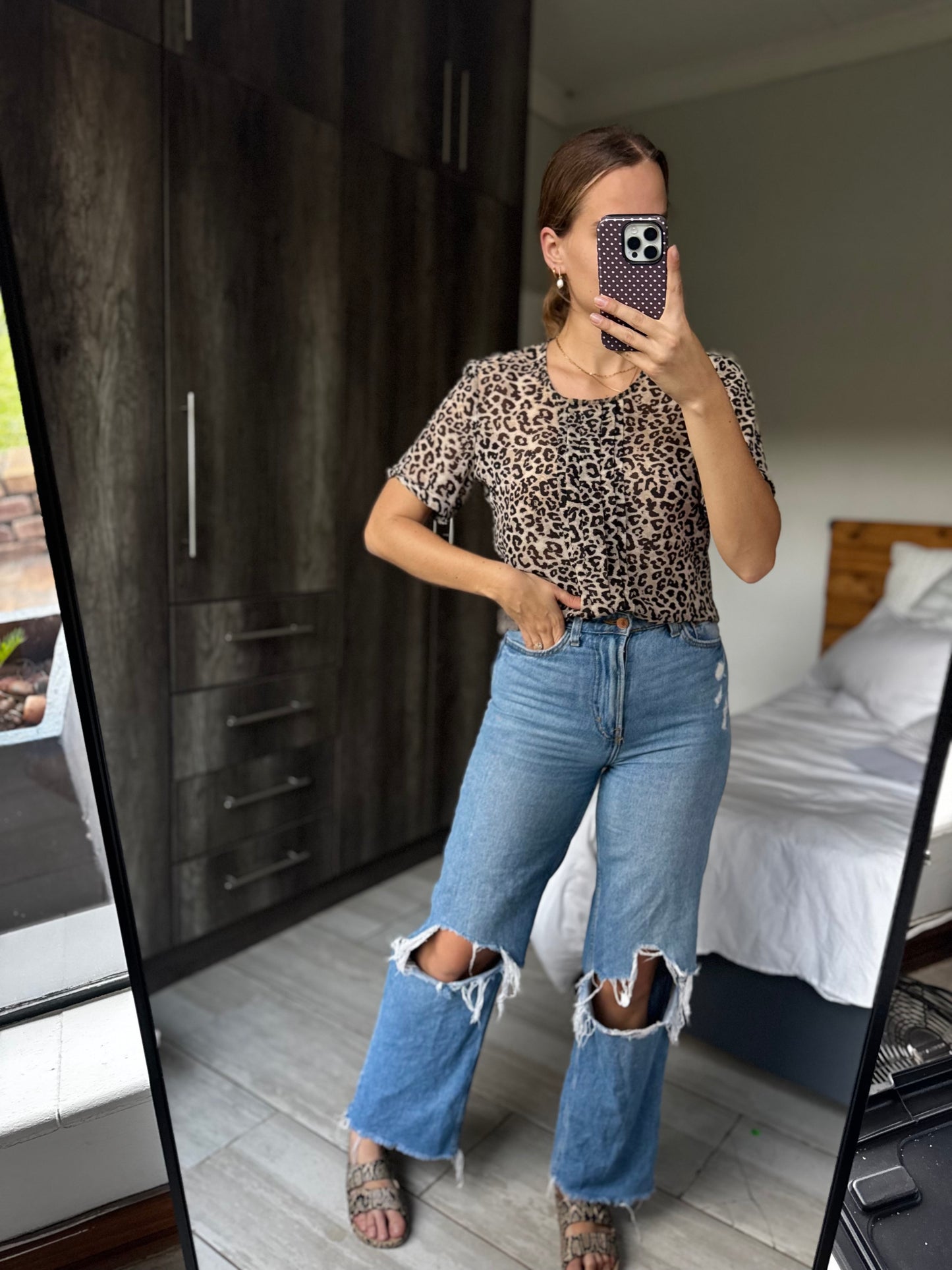Woolworths sheer leopard print top (AA)