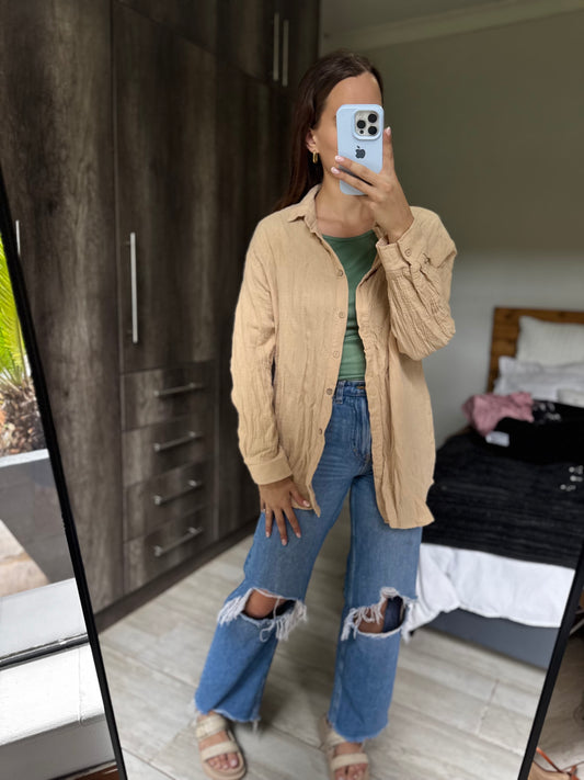 Brown button down (H)