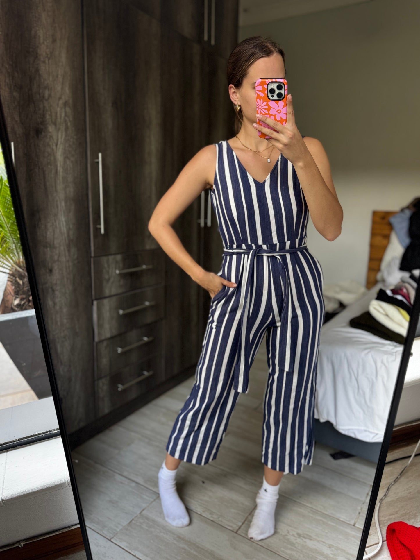 Old Khaki striped jumpsuit (Q)