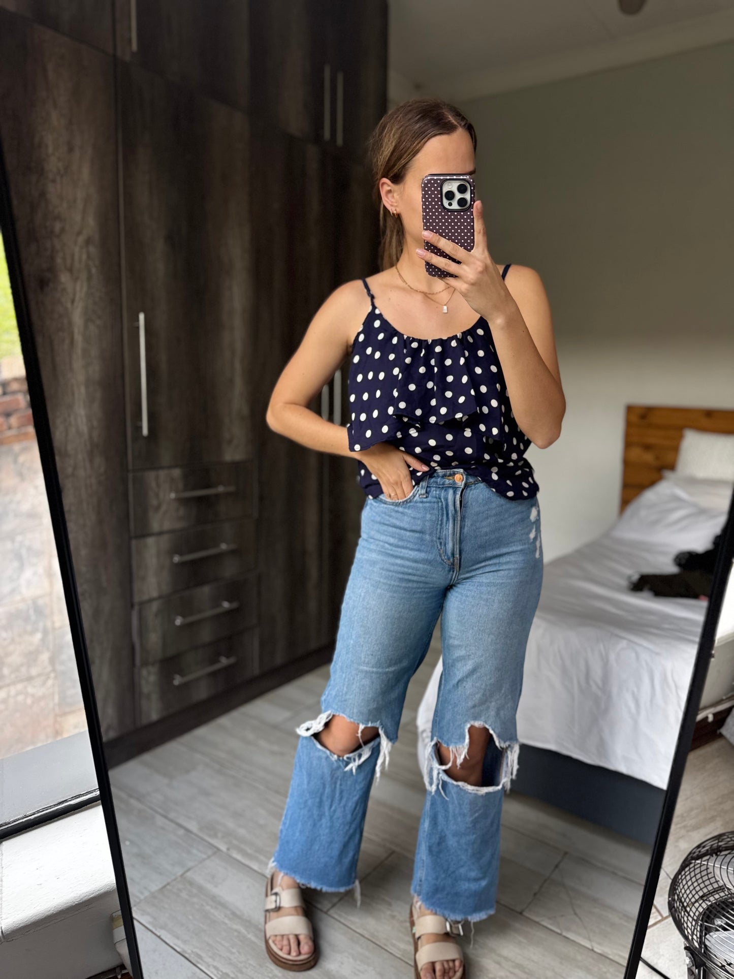 Cotton on polka dot top (F)
