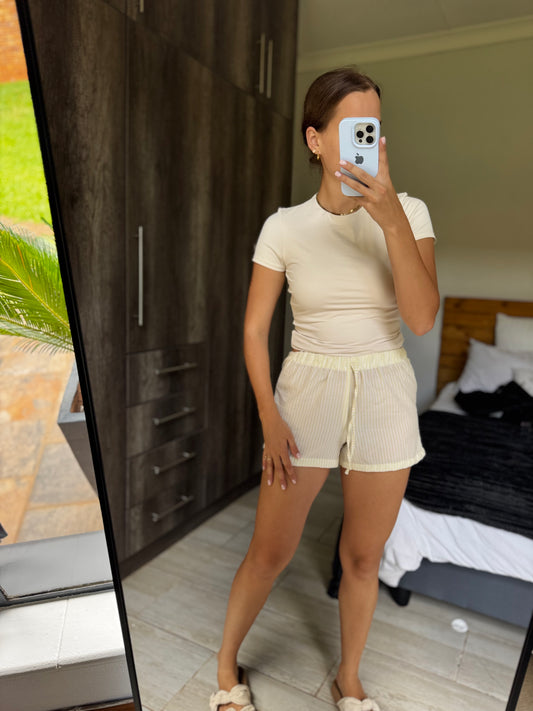 Yellow striped pj shorts (X5)