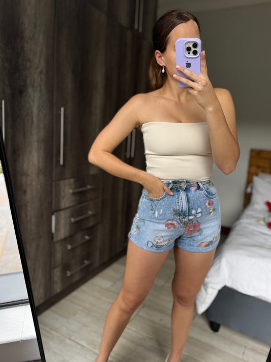 Floral denim shorts (HH)