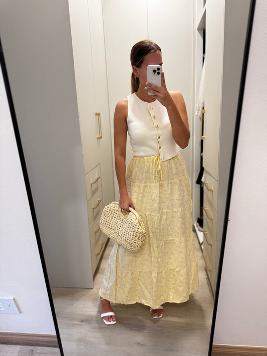 Cotton on yelloe floral skirt (X1)