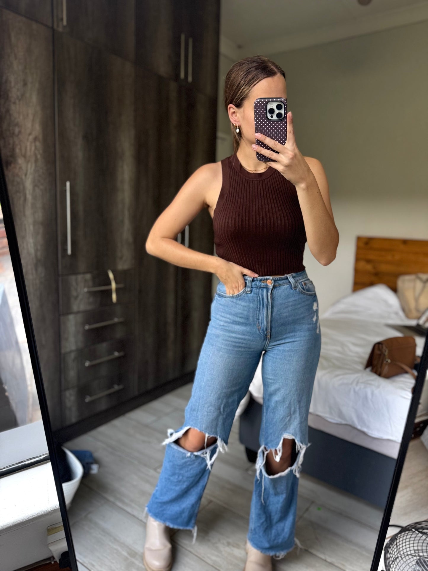 H&M brown ribbed tank (HH)