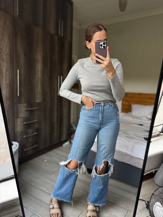 ANNATEE grey ribbed top (X1)