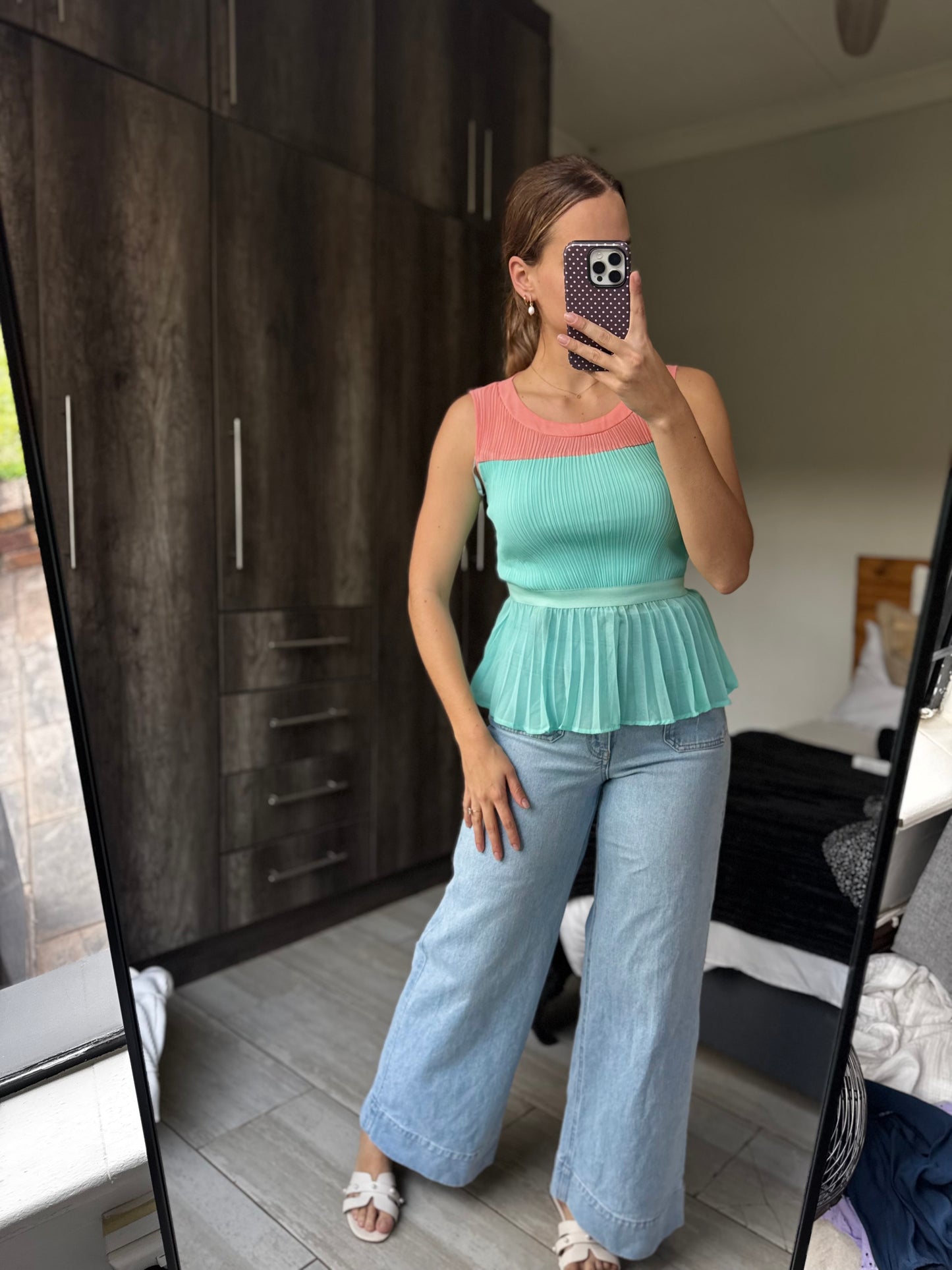 Blue and orange pretty top (P)