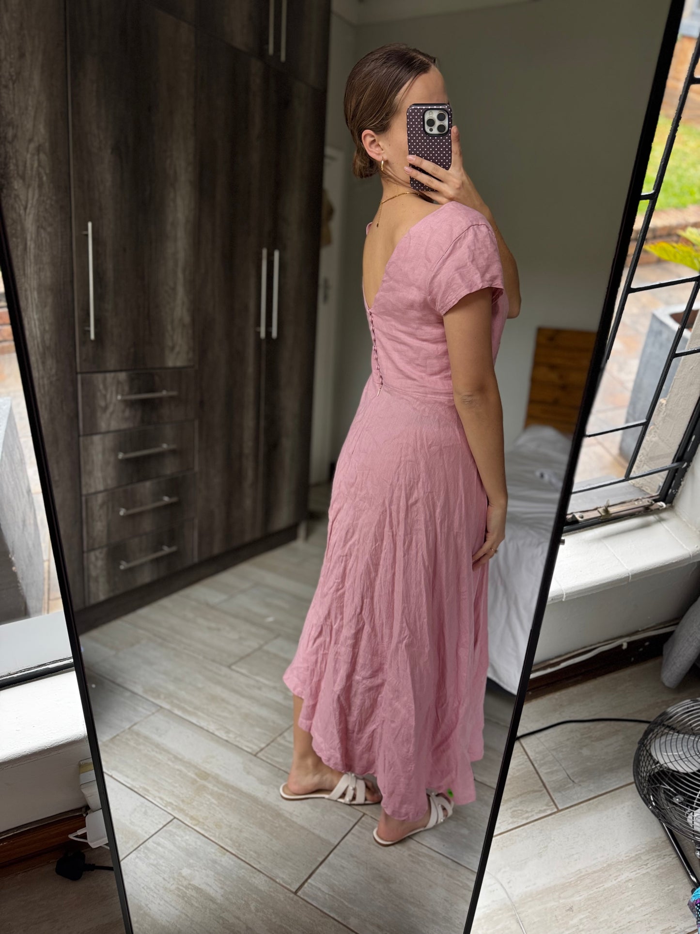 Stunning pink 100% cotton dress (L)