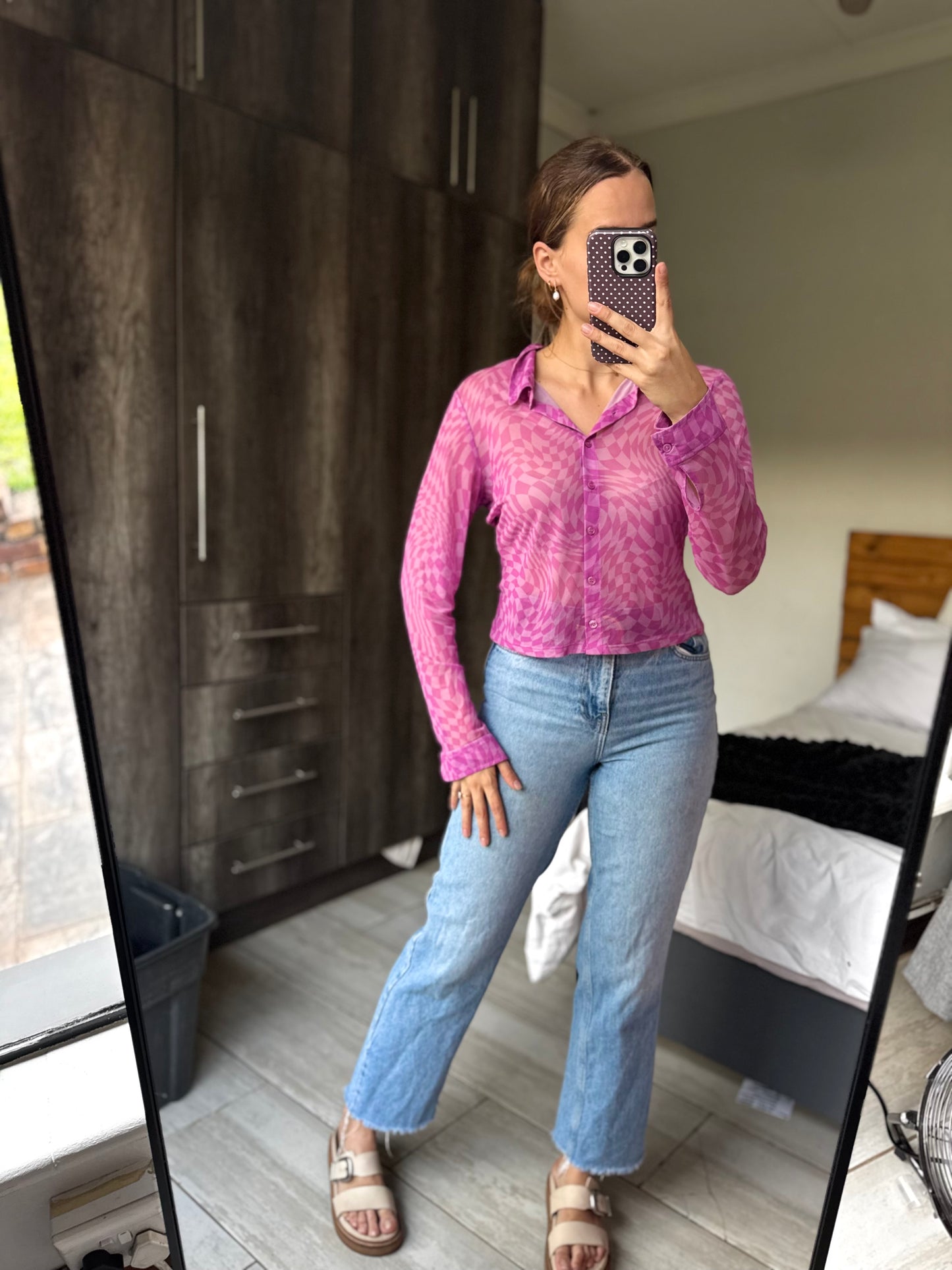H&M pink button down (W)