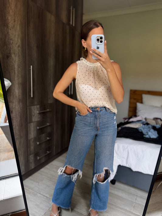 Sheer polka dot top (G)