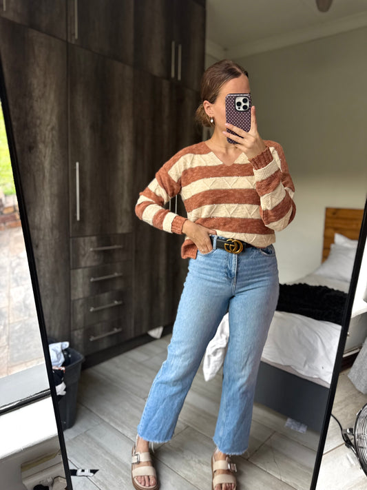 Striped knitted sweater (W)