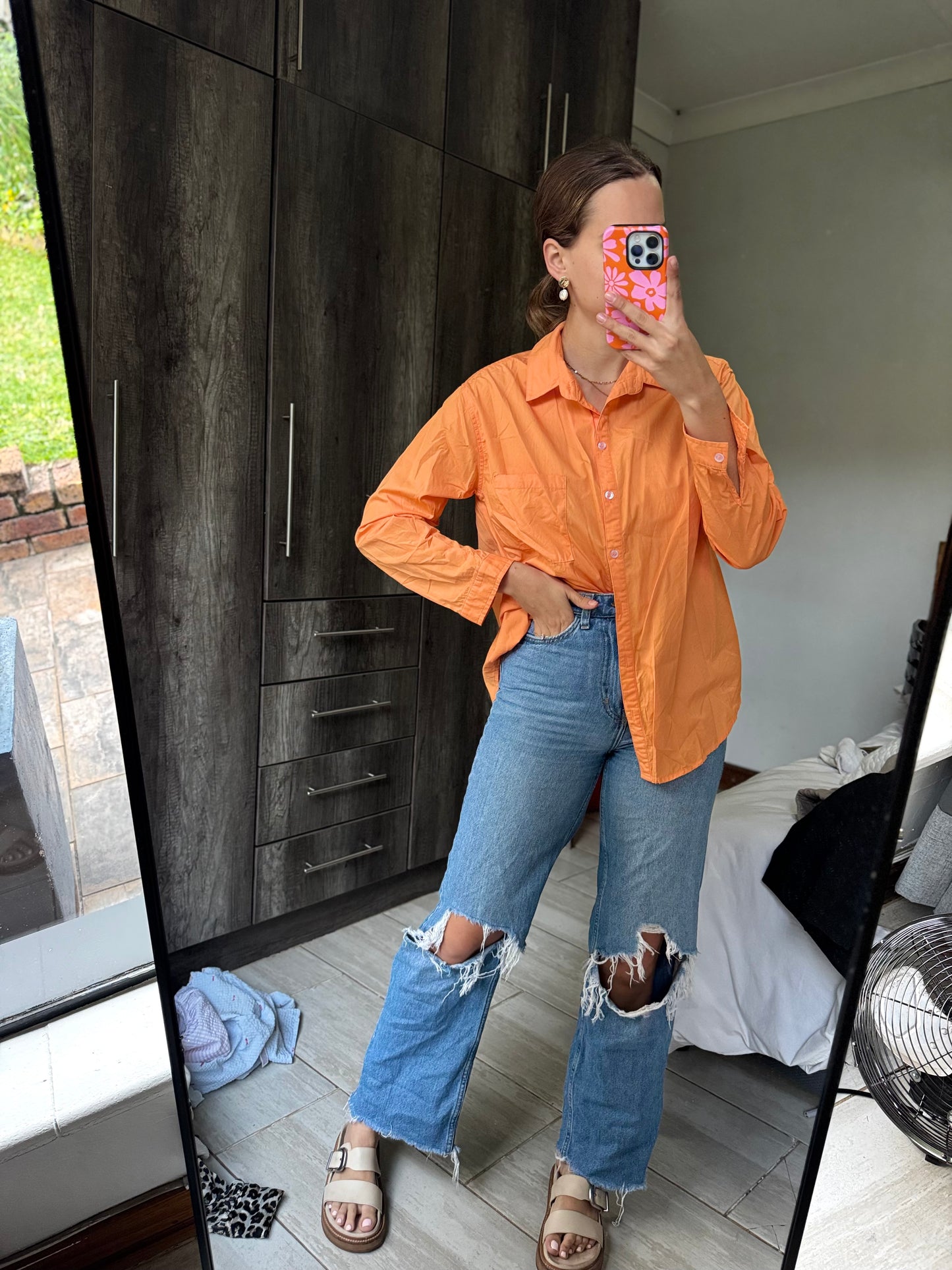 Bobbles & Lace orange button down (HH)