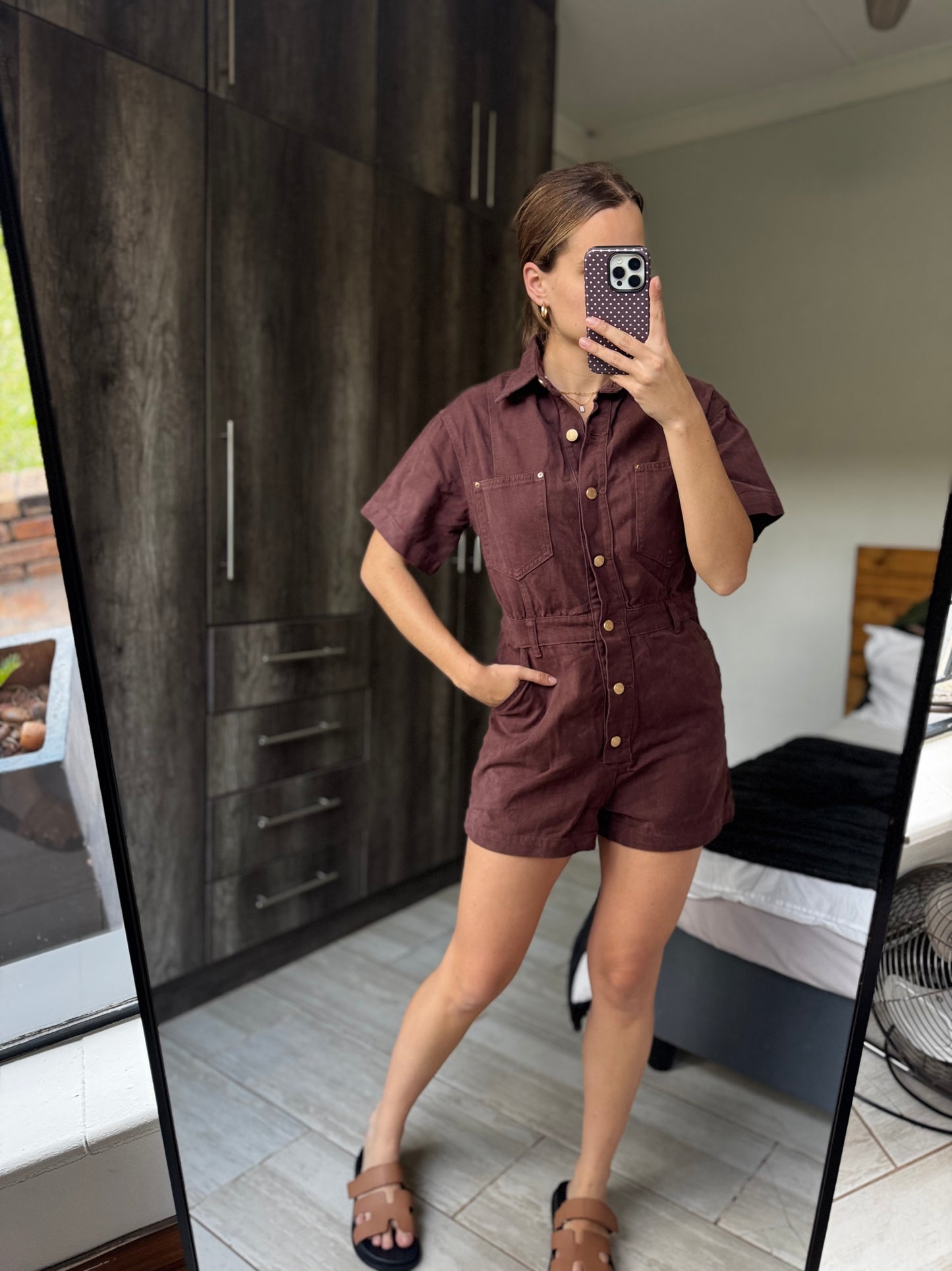 Brown denim dungaree (X8)