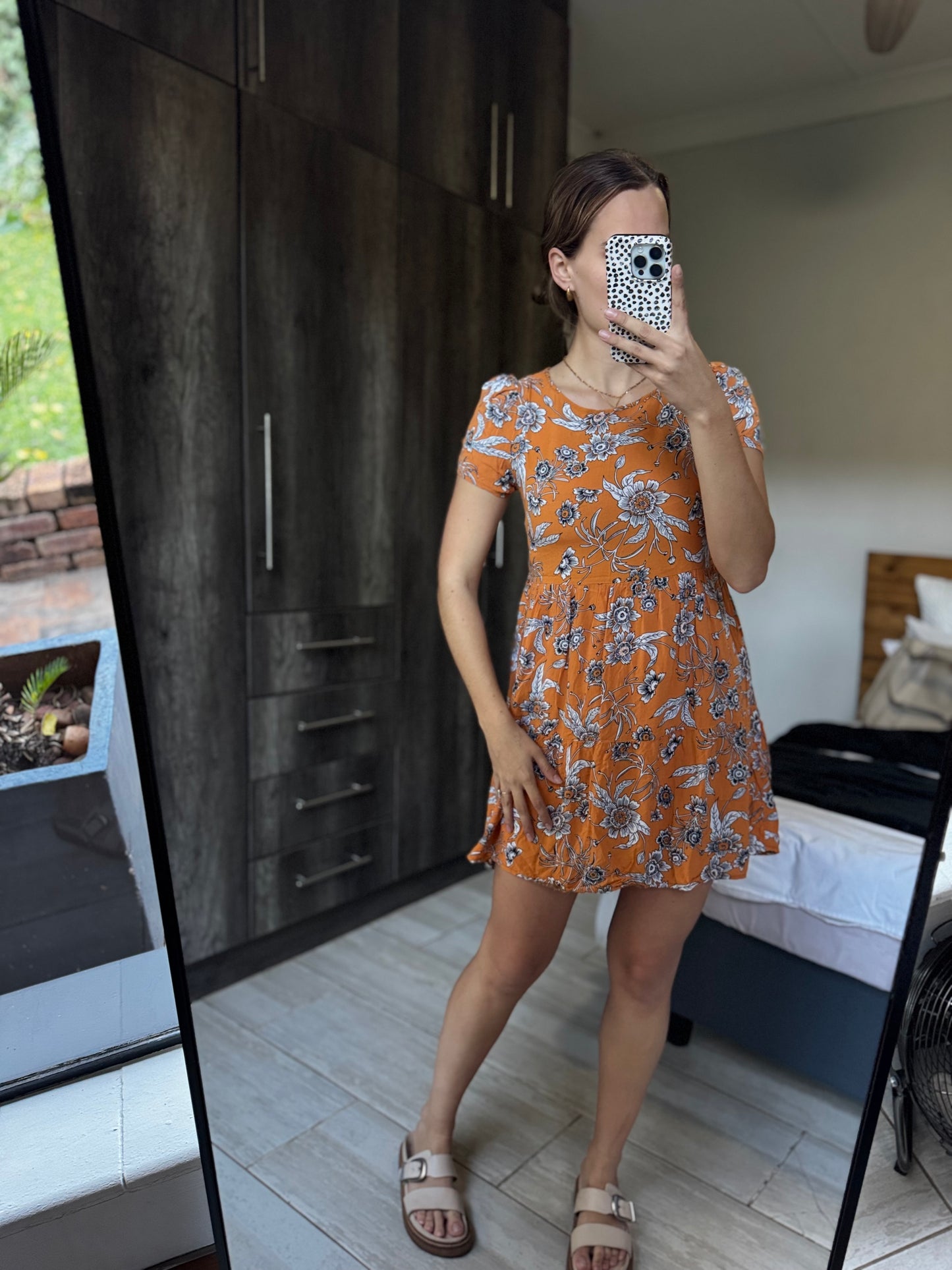 Orange floral dress (A)