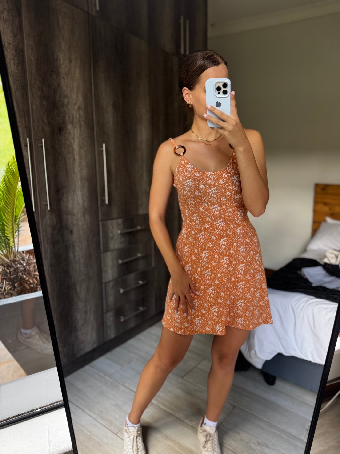 Orange floral dress (O)