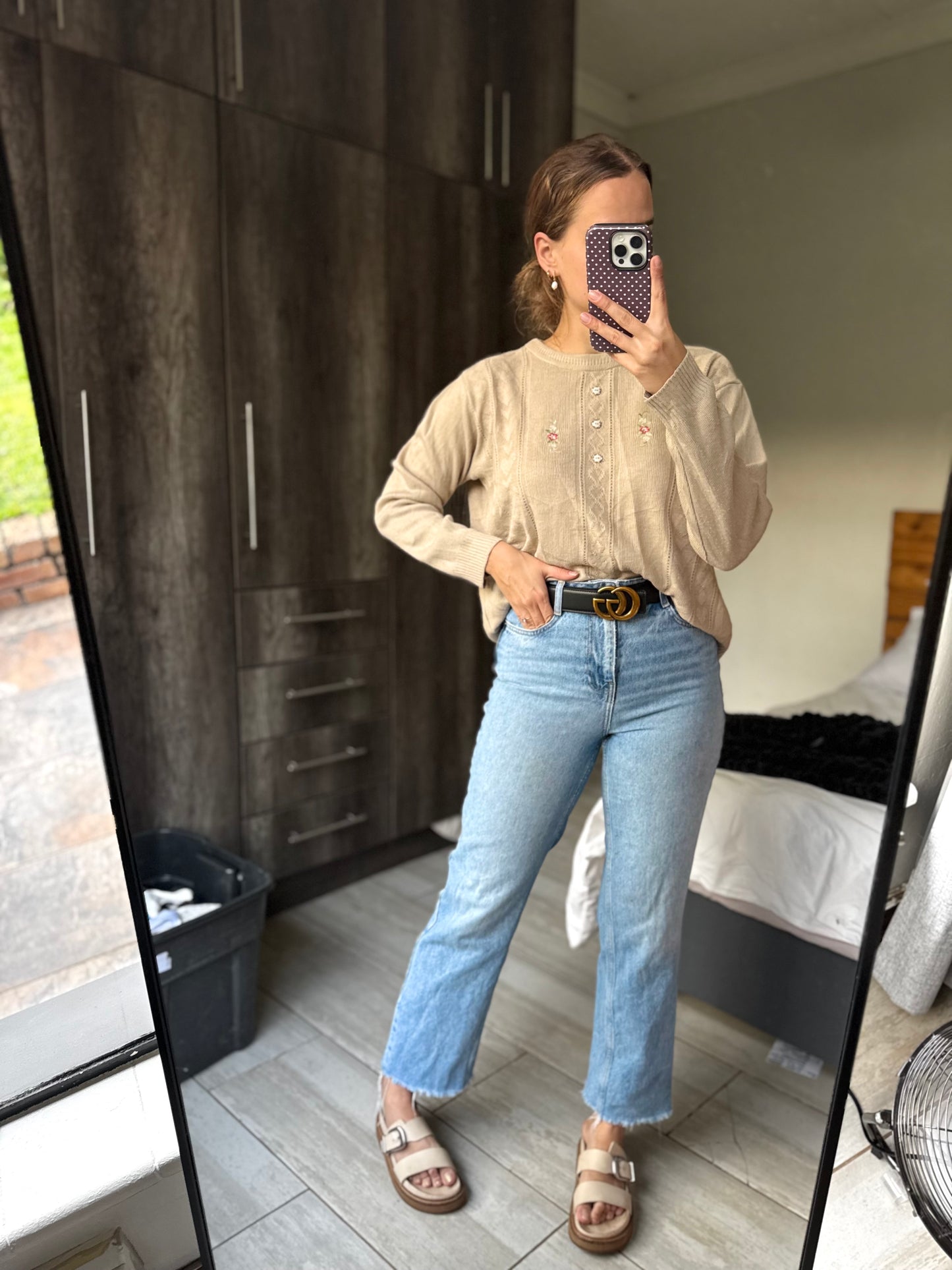 Brown floral sweater (W)