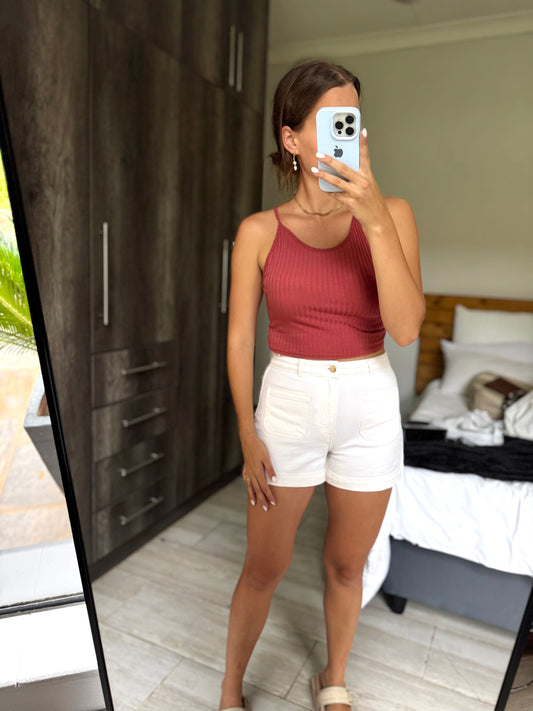 Missguided pink ribbed top (EE)