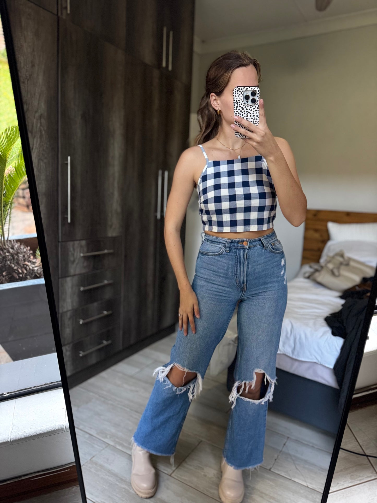 Blue checkered top (OO)