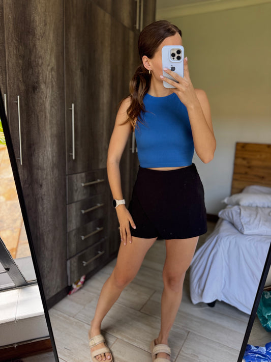 Cotton on blue ribbed tank (K)