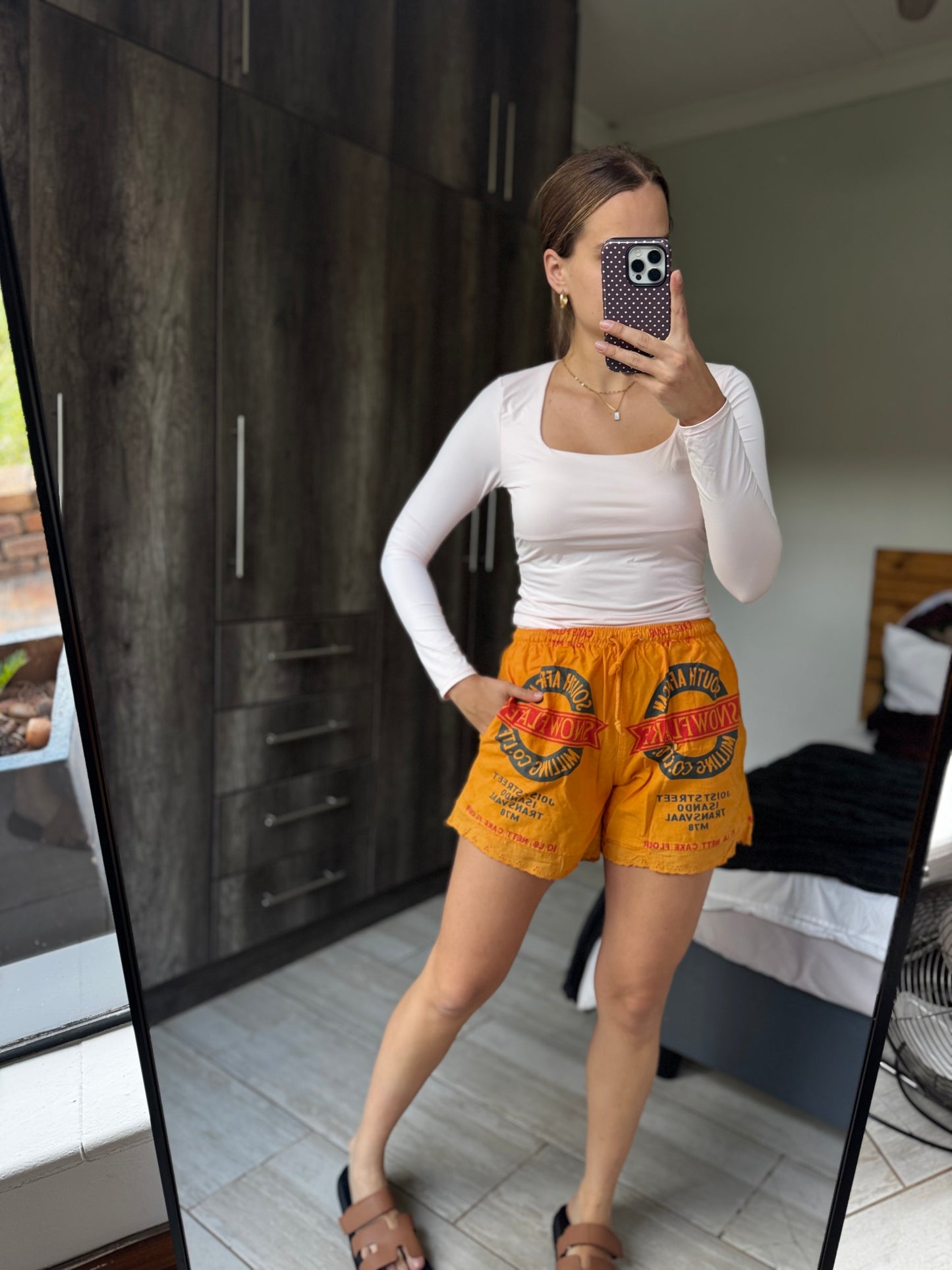 Orange flour shorts (KK)